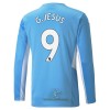 Officiële Voetbalshirt Manchester City Gabriel Jesus 9 Thuis 2021-22 Lange Mouw - Heren